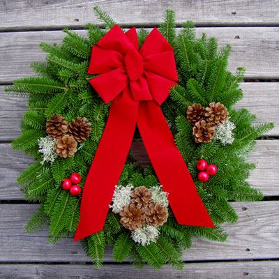 Balsam Christmas Wreath: Signature Red Balsam Wreath